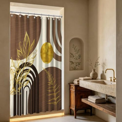 Brown and Gold Stall Shower Curtain, 48X72 in Narrow Small, Mid Century