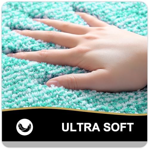 OLANLY Bathroom Runner Rugs 47x24, Long Bath Mats for Bathroom Floor, Green