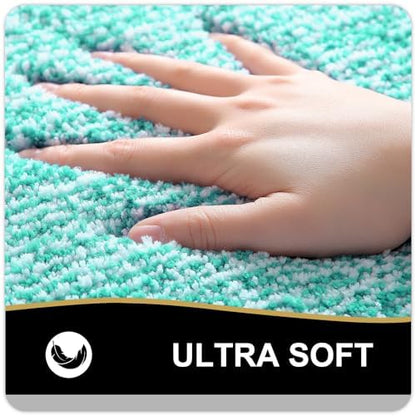OLANLY Small Bathroom Rugs 24x16, Absorbent Microfiber Bath Rugs, Green