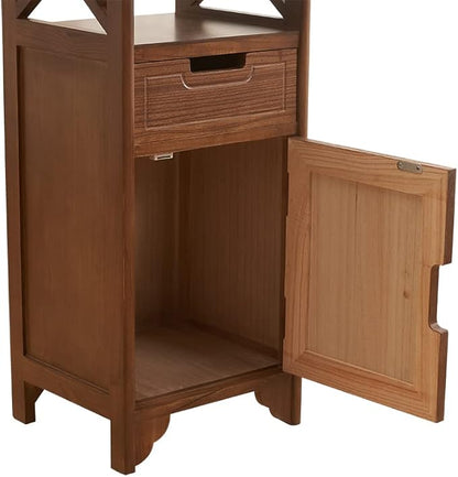 30 Inches Tall End Table, Fully Assembled Bathroom Floor Cabinet with Shelf and Storage, No Assembly Nightstand with Drawer for Bedroom-Walnut