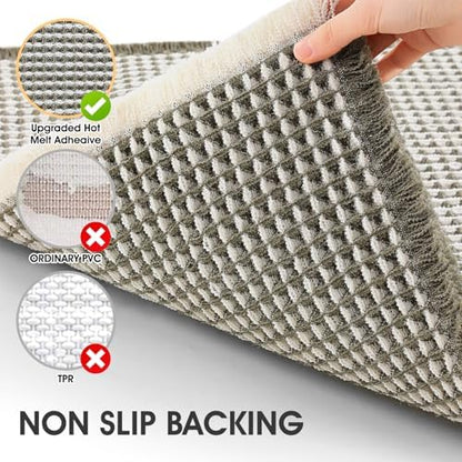 IM HOME Waffle Bath Mat Green & Cream 36"x24", Boho Woven Modern Bath Mat Rugs, Absorbent Non Slip Bathroom Rugs, Soft Washable Bath Rugs with Tassels for Bedroom, Kitchen, Shower, Tub
