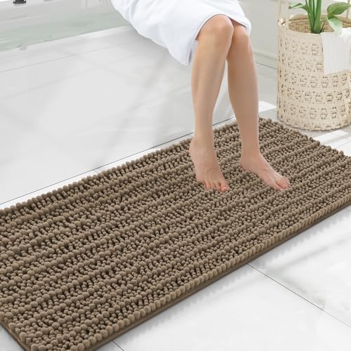 Smiry Bathroom Rugs 47X20, Extra Soft Rubber Backing Chenille Bath Mats
