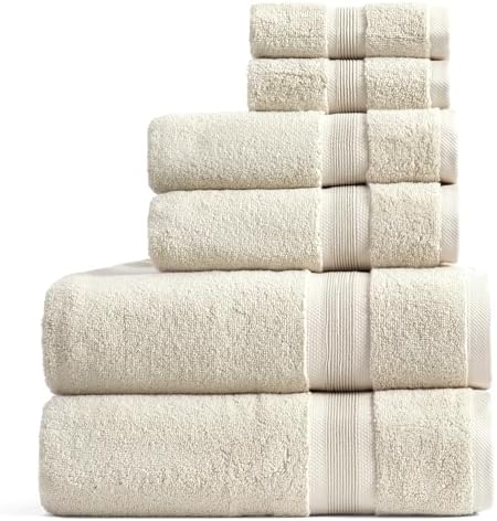 Springtree Home Luxury Bamboo Rayon Bath Towel Set | 6-Piece Set | Sand