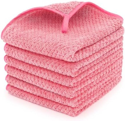 MaopaoBeauty 6 Pack Washcloth Towels Set, Waffle Hand Towels Set, Microfiber Super Soft Highly Absorbent, Sturdy Quick Drying Towels for Bathroom, Gym, Sports, Yoga, Hot Pink
