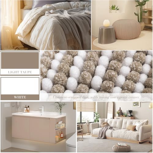 BSICPRO Bathroom Rugs Sets 2 Piece, Non Slip Boho Bath Mats, Light Taupe