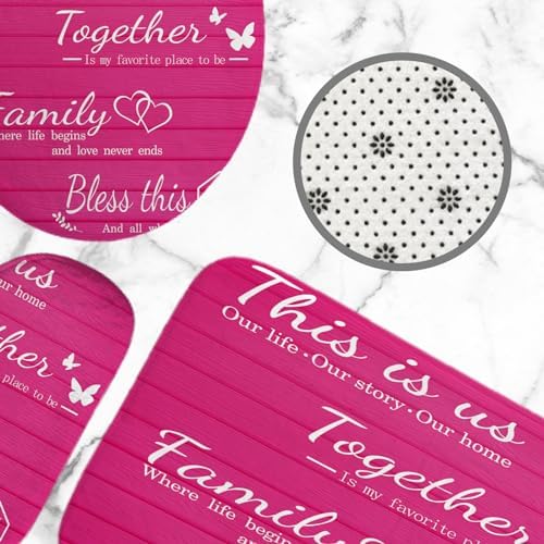 4Pcs Family Shower Curtain Sets with Non-Slip Rugs
