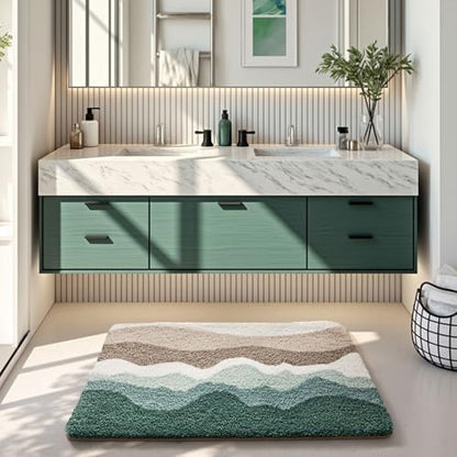 LUMI Coastal Bathroom Rug Soft Microfiber Absorbent Bath Mat 16x24