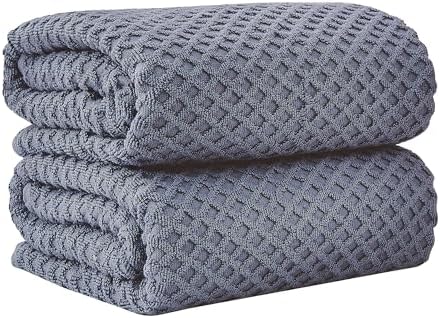 Great Bay Home Oversized Bath Sheets - 100% Cotton 2 Pack 68x35 Extra Large Towel - Absorbent, Durable, Quick-Dry Towels for Bathroom (Chambray Blue)