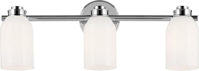 Kichler Shae 24.25" 3-Light Vanity Light with White Opal Glass in Chrome, for Bathroom Vanity, Powder Room, Over a Mirror, (24.25" W x 9" H), 55202CH