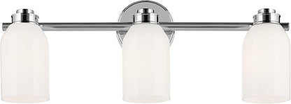 Kichler Shae 24.25" 3-Light Vanity Light with White Opal Glass in Chrome, for Bathroom Vanity, Powder Room, Over a Mirror, (24.25" W x 9" H), 55202CH