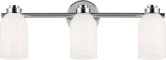 Kichler Shae 24.25" 3-Light Vanity Light with White Opal Glass in Chrome, for Bathroom Vanity, Powder Room, Over a Mirror, (24.25" W x 9" H), 55202CH