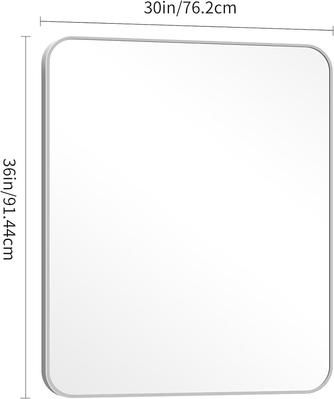 DESBING 30" x 36"Bathroom Mirror, Silver Wall Mirror with Metal Frame, Decorative Rectangular Vanity Mirror for Bedroom Bathroom Living Room Entryway (Horizontal/Vertical)