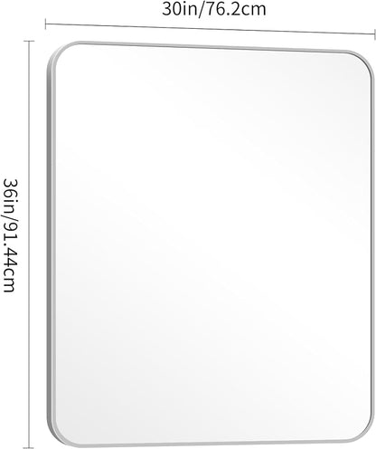 DESBING 30" x 36"Bathroom Mirror, Silver Wall Mirror with Metal Frame, Decorative Rectangular Vanity Mirror for Bedroom Bathroom Living Room Entryway (Horizontal/Vertical)