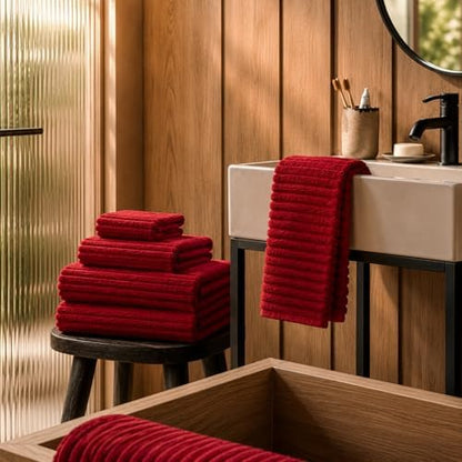 6 Piece Bath Towel Set, 30"x60" Microfiber Towels,Red