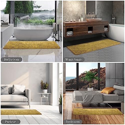 Yeaban Chenille Mustard Bathroom Runner Rug 24"x60"