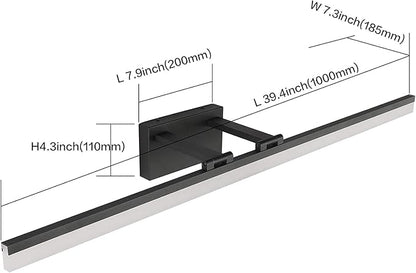 SOLFART Modern Bathroom Light Fixtures 39.3Inch Modern LED Vanity Lights Above Mirror Fixture Acrylic Black Light Strip