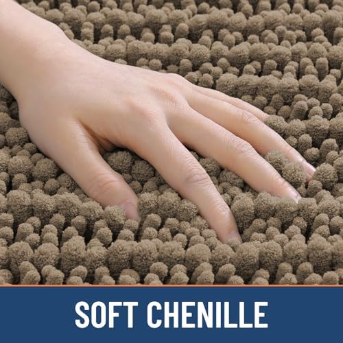 Smiry Bathroom Rugs 40X32, Extra Soft Rubber Backing Chenille Bath Mats