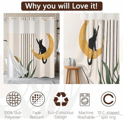 No Hook Shower Curtain with Snap-in Liner 71x74 Inch