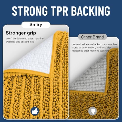 Smiry Bathroom Rugs 30X20, Extra Soft Rubber Backing Chenille Bath Mats