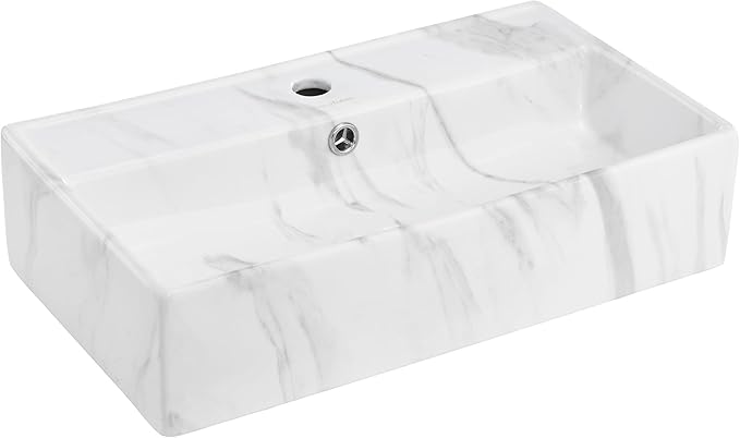Claire 22” Rectangle Wall-Mount Bathroom Sink in White Marble