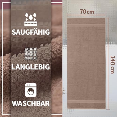 Pack of 2 Bath Towels - 100% Cotton, 500 g/m² - Soft, Absorbent & Durable - for Home, Sauna & Travel - 27 x 54 in (Sand)