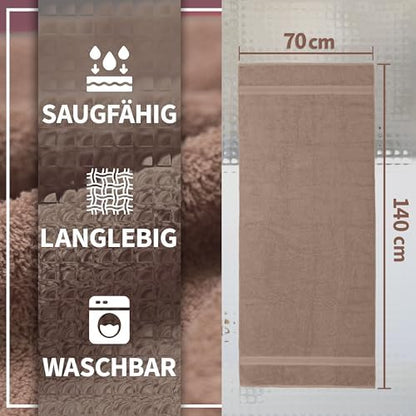Pack of 2 Bath Towels - 100% Cotton, 500 g/m² - Soft, Absorbent & Durable - for Home, Sauna & Travel - 27 x 54 in (Sand)