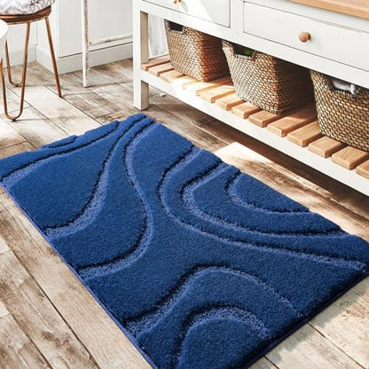 DEXDE Bathroom Rugs Mat Soft Absorbent Shaggy Floor Carpet Navy Blue 20x32