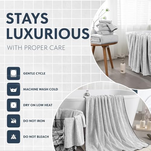 4 Piece Bath Towel Set 35"x70"Oversized Bath Towel for Bathroom Ultra Soft Fluffy Extra Large Bath Sheet Luxury Premium Bathroom Towel Highly Absorbent Quick Dry Shower Towel for Hotel Spa,Black White