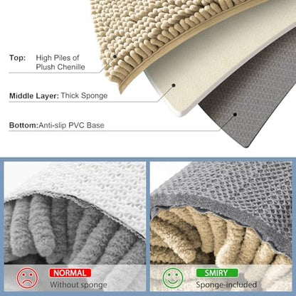 Smiry Toilet Rugs U-Shaped 24x20, Extra Soft Absorbent Contoured Bath Mat
