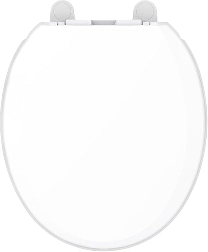 Gerber Round Front Toilet Seat with Cover, Soft Close, No Slam, Quick & Easy Install, Heavy-Duty Plastic, Durable & Fade-Resistant, White GC550129