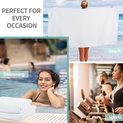 Microfiber Waffle Bath Towels, 4 Pieces, Soft, Absorbent, Fast Drying, Lint Free 430 GSM (27''x55''/68.58 cm x139.7 cm)