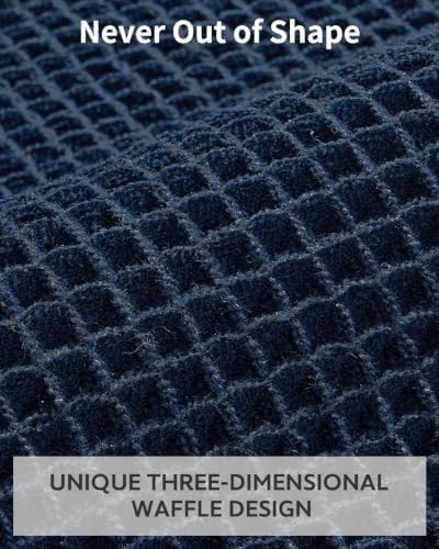 tchdio Waffle Bath Mat Rug, Super Absorbent Non Slip Bath Mats Ultra Soft Bathmat Machine Washable Bathroom Rugs with Tassels, Bath Rugs for Bathroom Floor Beside Tub, 20" x 32", Navy Blue