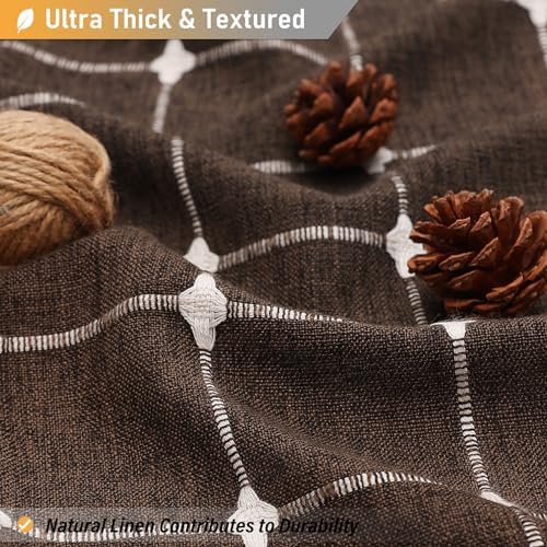 BTTN Brown Boho Farmhouse Linen Heavy Duty Fabric Shower Curtain Set, 72x72