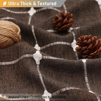 BTTN Brown Boho Farmhouse Linen Heavy Duty Fabric Shower Curtain Set, 72x72