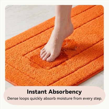 GRANNY SAYS Orange Bathroom Rug 16" x 24", Non-Slip Microfiber Bath Mat