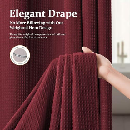Dynamene Stall Waffle Shower Curtain 256 GSM Heavy Fabric 54x78 Burgundy