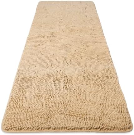 Yeaban Chenille Ivory Cream Bathroom Runner Rug 24"x60"