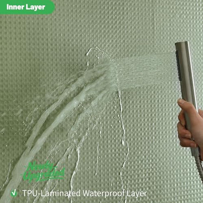 No Hook Waffle Shower Curtain, No Liner Needed, 71x74 Inch, Sage Green