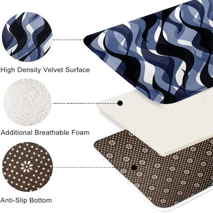 Bathroom Sets with Shower Curtain and Rugs, 4 Pcs, Geometric Blue