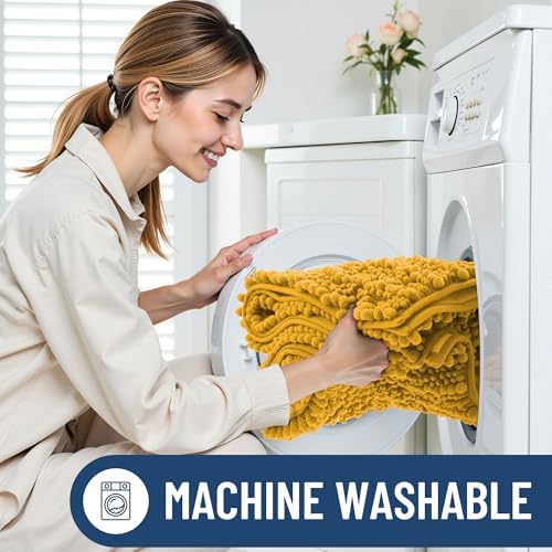 Smiry Bathroom Rugs 44X24, Extra Soft Rubber Backing Chenille Bath Mats