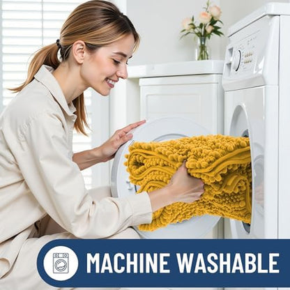 Smiry Bathroom Rugs 44X24, Extra Soft Rubber Backing Chenille Bath Mats