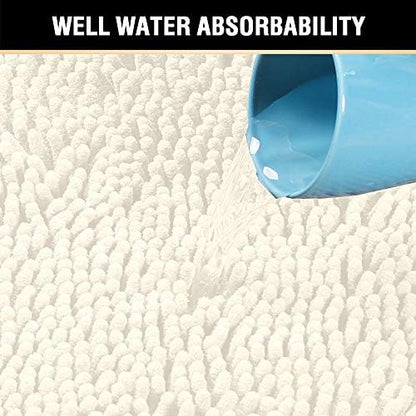 H.VERSAILTEX Bath Mat for Bathroom Non Slip Luxury Chenille Ultra Soft Bath Rugs 24x36 Absorbent Non Skid Shaggy Rugs Washable Dry Fast Plush Area Carpet Mats for Indoor, Bath Room, Tub - Cream