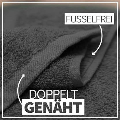 Pack of 2 Bath Towels - 100% Cotton, 500 g/m² - Soft, Absorbent & Durable - for Home, Sauna & Travel - 27 x 54 in (Anthrazite Grey)