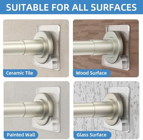 CorkLatta Nickel Adjustable Shower Curtain Rod 32 to 68 inch with 2 Holders