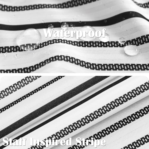 jinchan Extra Long Shower Curtain 84 Inch Length Black and White Modern Farmhouse Striped Waterproof Fabric Shower Curtains for Bathroom with 12 Hooks Machine Washable 70x84 Inches