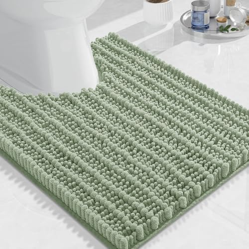 Arotive Toilet Rugs U-Shaped 24x20, Soft Absorbent Chenille Shaggy Bath Mat