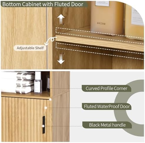 Bifins Natural 68" Tall Bathroom Storage Cabinet,15.7" Width