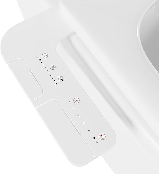 Bidet Attachment for Toilet, Adjustable WHot and Cold Water & Pressure, Self-Cleaning Dual Nozzles, Easy Install (White)
