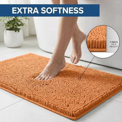 Bathroom Rugs Sets 2 Piece,Super Absorbent Chenille Bath Mats and U-Shaped Toilet Rug,Strong PVC Non Slip Backing,Microfiber Washable Dry Quickly Bath Mats for Bathroom(20"x32"+20"x20"U, Champagne)