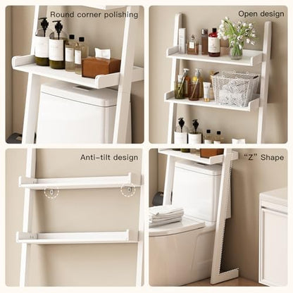 3-Tier Bathroom Over Toilet Storage for Small Space (White)